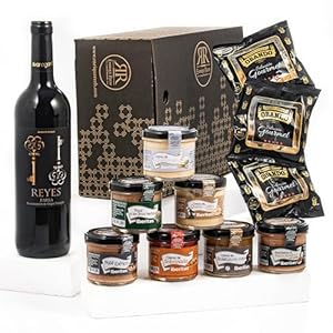 ENRIQUE RECH – Cesta Gourmet para Regalar – Vino Tinto Jumilla – Lote con 7 Latas Patés Iberitos – 3 Paquetes Picos Artesanos Obando – Cesta Regalo – Lote Gourmet