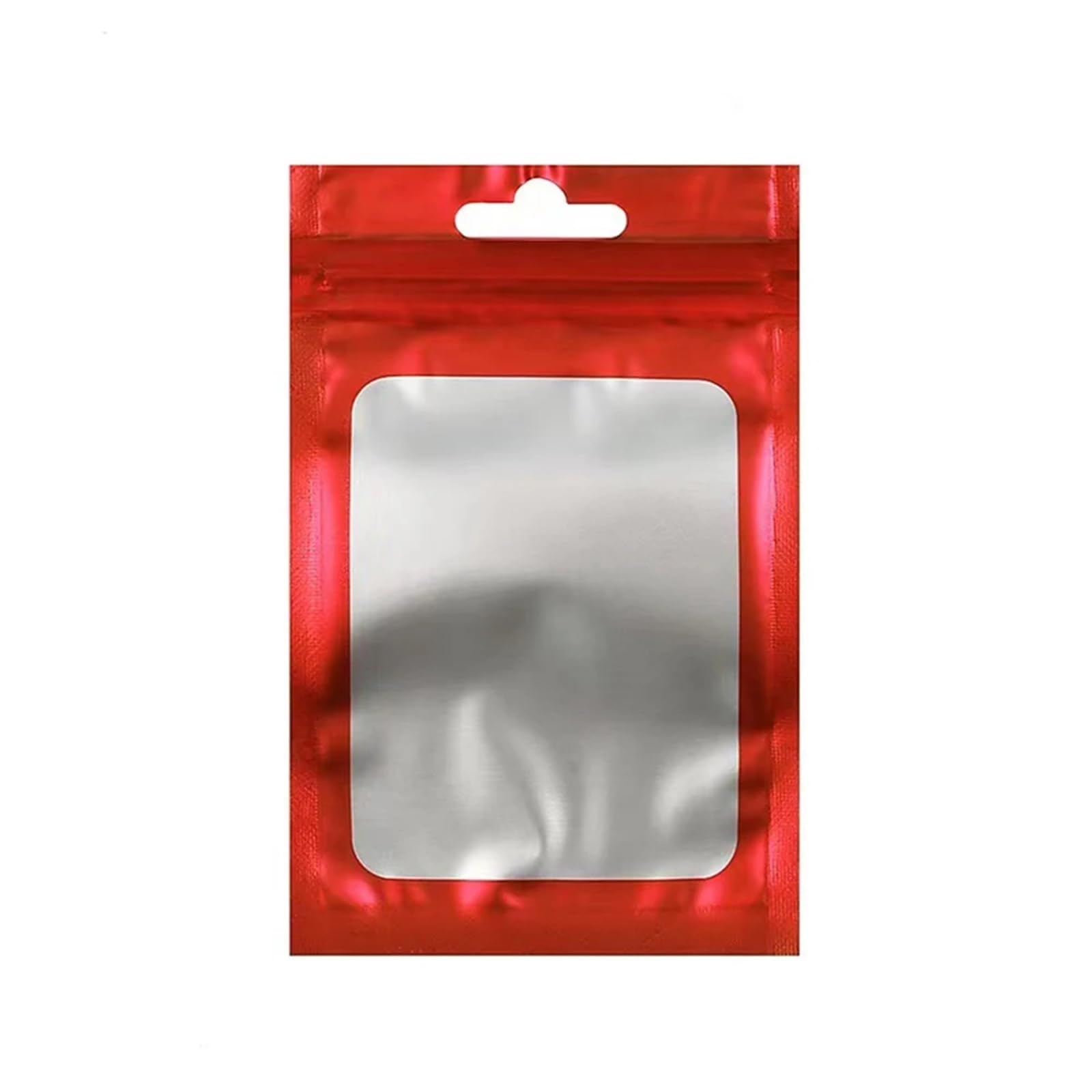self-sealing bag, Aluminum Foil Flat Lock Bags Pack of 100 with Zip Window Multicolor Multiple Sizes(Red,7X10CM OTHER)