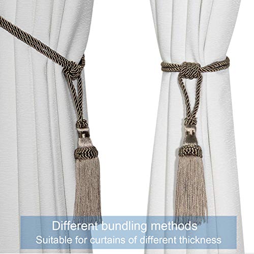 image for Fenghuangwu 2PCS Curtain Tassel Tiebacks, Handmade Tassels Curtain Tie