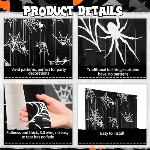 Containlol 2 Pack Halloween Party Decors, 3.3 x 6.6 ft Foil Fringe Curtains by Containlol - Used condition - Image 3