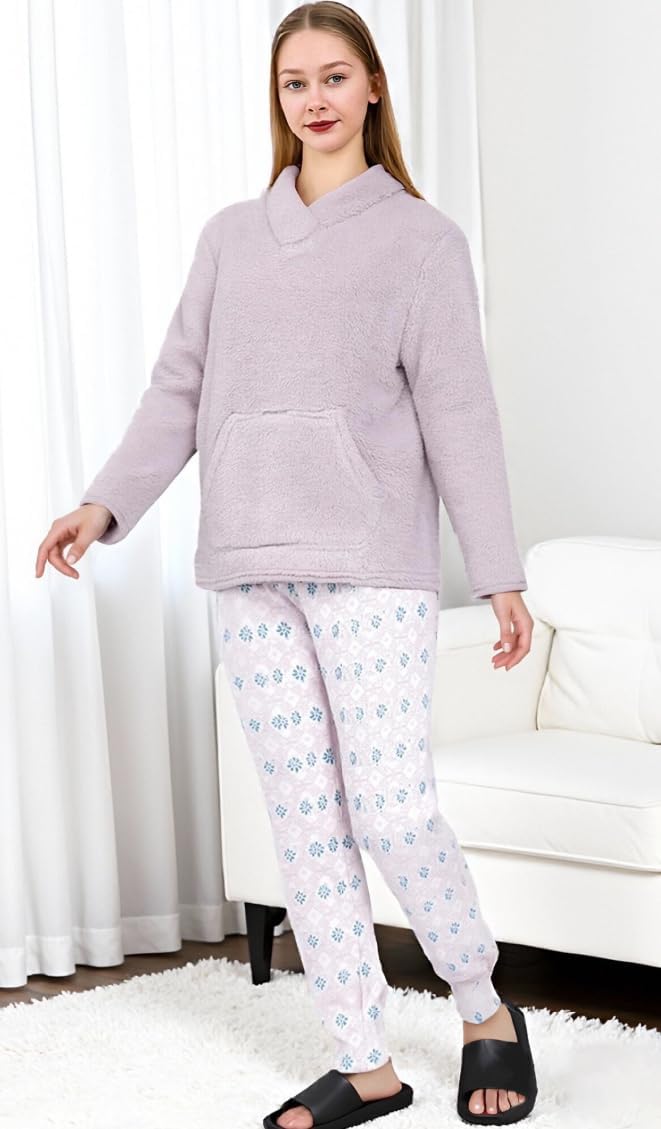 Pajamas for Women Set 2 Piece Womens Pjs Sets Long Sleeve Button Down Tops with Chest Pocket Soft Sleepwear
