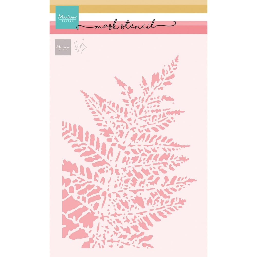 Marianne Design White Mask Stencil, Tiny's Fern, For Scrapbooking Cardmaking And Other Paper Crafts, One Size