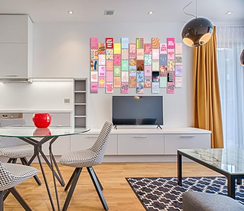 Image of Pack of 54 Danish Pastel Wall Collage Kit Posters - 4 x 6 Inches Wall Decor Poster - Wall Art For Bedroom, Living room, Office - 1 Tissue Tape