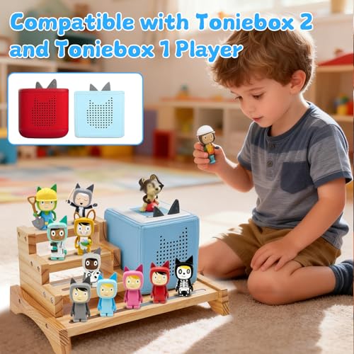Image of for Tonies Box Organizer Shelf, 3-Tier Tonies Magnetic Shelf Compatible with Toniesbox 1 and Toniesbox 2, Desktop Display Storage Rack for 10-15 Tonies Figures Characters Compatible Charging Station