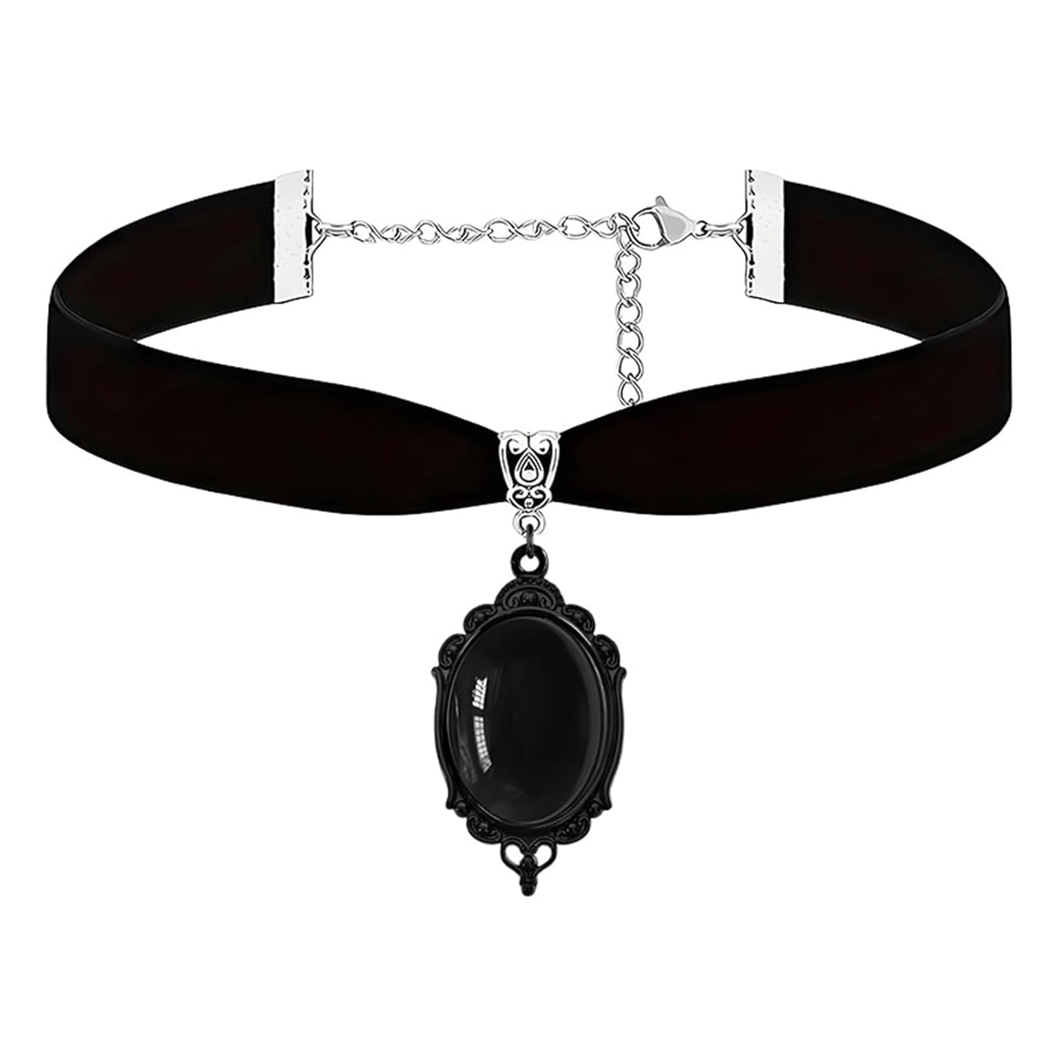 Dreuyet Colar gargantilha de veludo de cristal gótico camafeu para mulheres vintage cristal vermelho verde roxo colar preto gótico vitoriano místico estilo punk bijuteria…