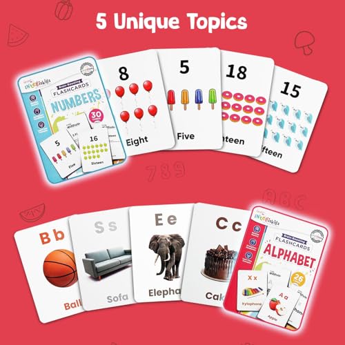 Image of Intelliskills Premium 5-in-1 Brain Boosting Flash Cards for Kids, Flash Card for 1+ Year Old Baby, Montessori Educational Toys for Girls /Boys, Fun Learning Activities, Birthday Gift (136 Flash Cards)