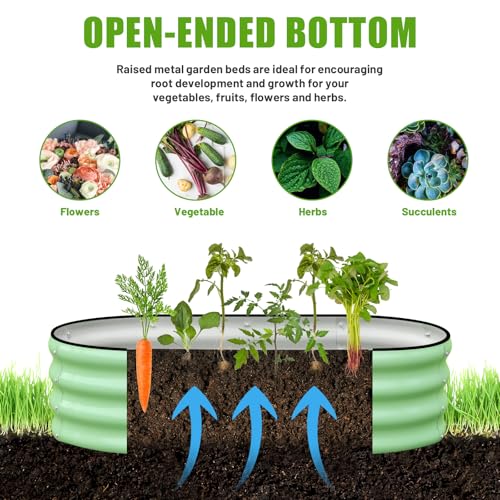SnugNiture Galvanized Raised Garden Bed Outdoor, 2 Pcs 4x2x1ft Oval Metal Planter Box for Planting Plants Vegetables, Green - Image 5