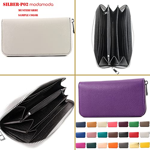 SILBER-P02 - ital. ladies wallet real leather long (Olive green)3