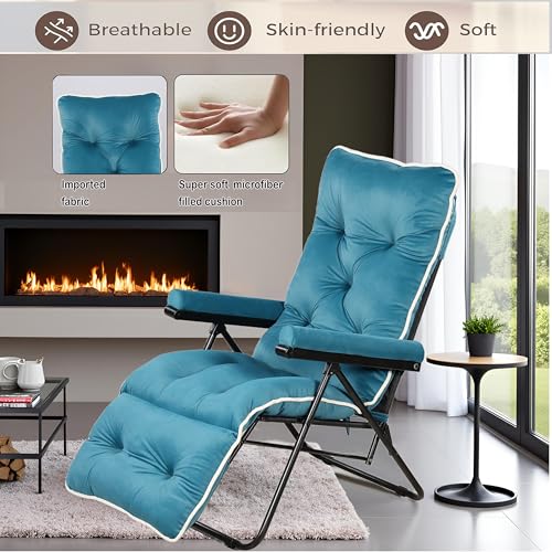 Image of Spacecrafts Premium Steel Recliner Chair for Home Relaxation | Foldable, Space-Saving Easy Chair with Cushion & Arm Rest | 5 Adjustable Positions Zero Gravity Recliner for Elderly & Sleep