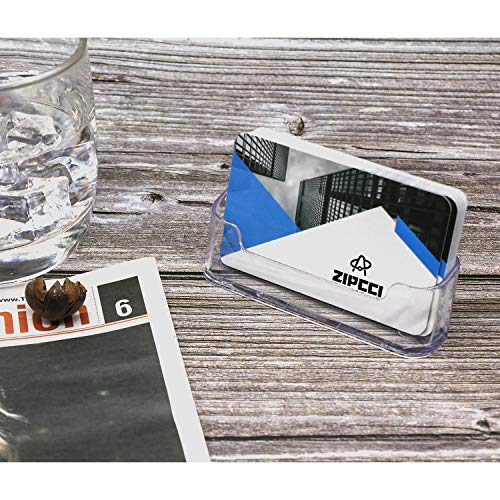 ZIPCCI Acrylic Business Card Holder Desk - Office Plastic Business Card Holder Stand, Clear Business Card Holder Display (16 Pack)