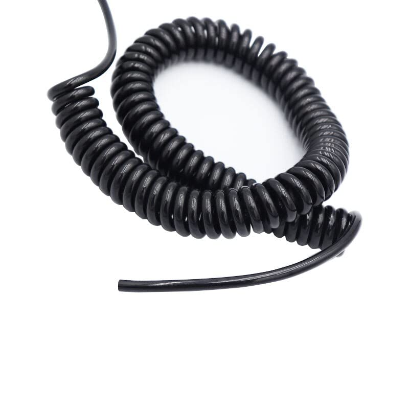 1 cable negro en espiral de resorte de 7/8 núcleos 22/20/18 AWG, cable estirable de 6.6 ft, cable retráctil, cable de extensión de alimentación, cable telescópico (longitud: 6.6 ft, especificación: 7