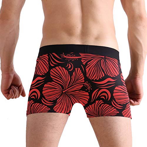 Zzkko MBBG64182523P260C296S501 Red Hibiscus Floral Mens Boxer Briefs Underwear Breathable Stretch Boxer Trunk thumb #4