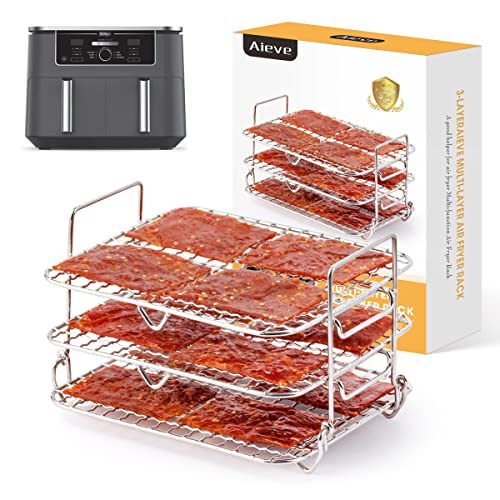 AIEVE Air Fryer Rack for Ninja Foodi Dual XL Air Fryer, Multi-Layer Air Fryer Accessories Dehydrator Rack Compatible with Ninja Double Air Fryer Ninja Foodi DZ401 Ninja DualZone XL Air Fryer