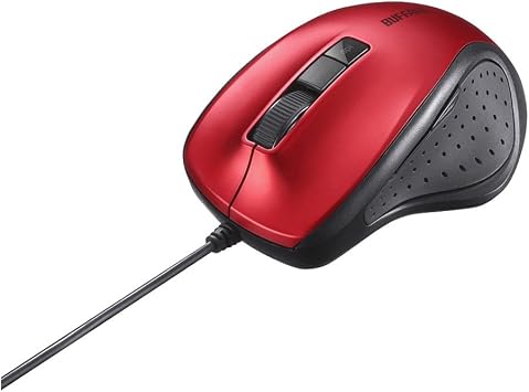 Buffalo BSMBU308RD Wired BlueLED Silent 5 Button Mouse Red