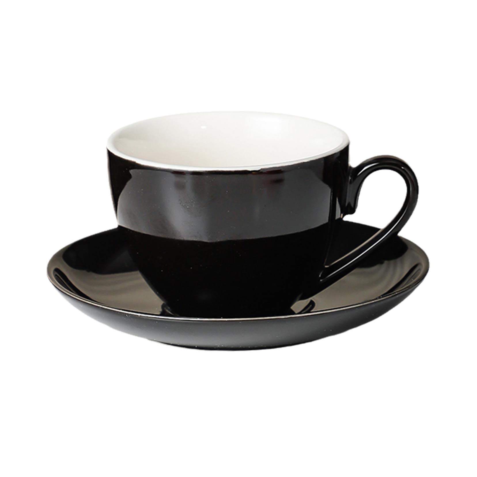 Einfarbige Keramik, 7,4 Oz/220 Ml, Elegantes Set Aus Latte-Tassen Und Untertassen, Moderne, Mehrfarbige Tassen, Ein Tolles Geschenk, Ideal Für Tee, Kaffee, Cappuccin black-550ml