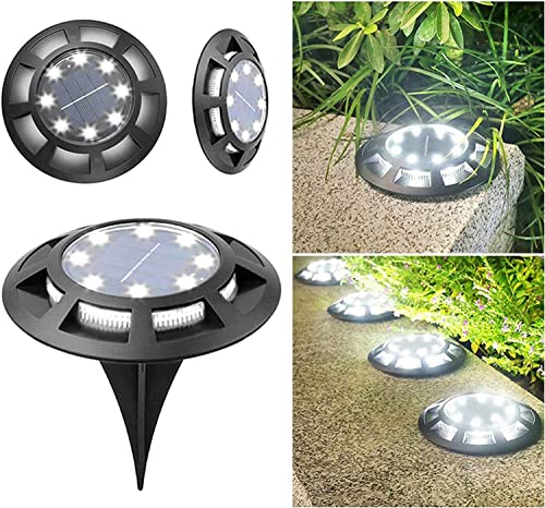 Racsoh Upgraded Solar Lights For Outside - 16 Led In 1 Solar Lights (8 Main Lights 8 Side Lights) Outdoor Solar Powered Waterproof Bright In-Ground Light For Walk Courtyard Street (White) #TOP8