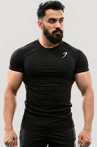 Men's Round Neck Slim Fit Gym Sports T-Shirt