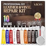 KIKYO Leather & Vinyl Repair Kit, Easily Fix Scratches, Tears, and Holes on Car Seat, Dash, Jacket, Shoe, Furniture, Sofa, Couch Upholstery, Simple Color Match for PU, Genuine & Faux Leather