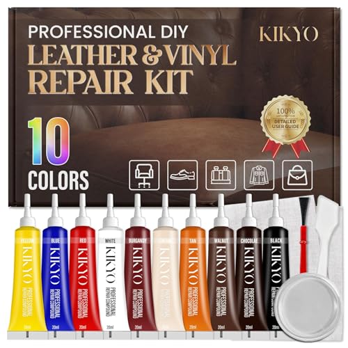 KIKYO Leather & Vinyl Repair Kit, Easily Fix Scratches, Tears, and Holes on Car Seat, Dash, Jacket...