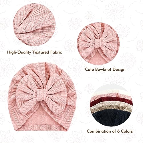 Cinaci Pacote com 6 chapéus turbante macio com laço rosquinha de berçário bonés hospitalares gorros