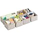mDesign Soft Fabric Dresser Drawer and Closet Chevron Storage Organizer Set for Child/Baby Room, Nursery, Playroom – Organizing Bins in 2 Sizes – Set of 6, Zig Zag Geometric Pattern in Taupe/Natural