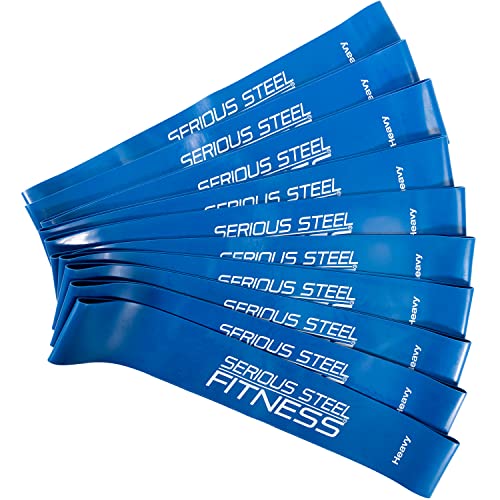Serious Steel Fitness 12 Inch Resistance Loop Mini Band Exercise Workout Bands (Heavy - 10 Pack...