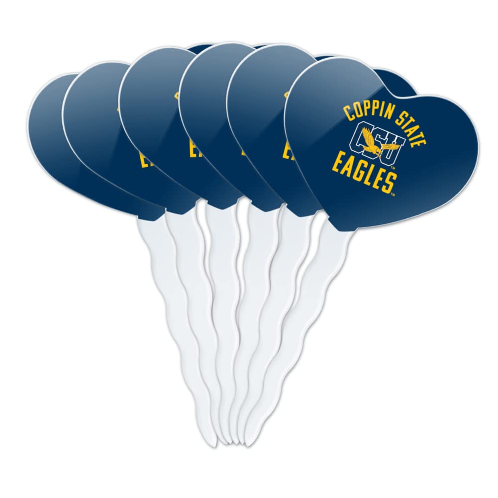 Coppin State University Eagles Heart Love Cupcake Picks Toppers Decoration Set of 6