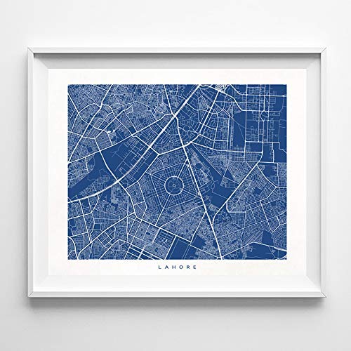 Lahore Pakistan Street Road Map Home Decor Poster Urban City Hometown Wall Art Print - 70 Color Options - Unframed
