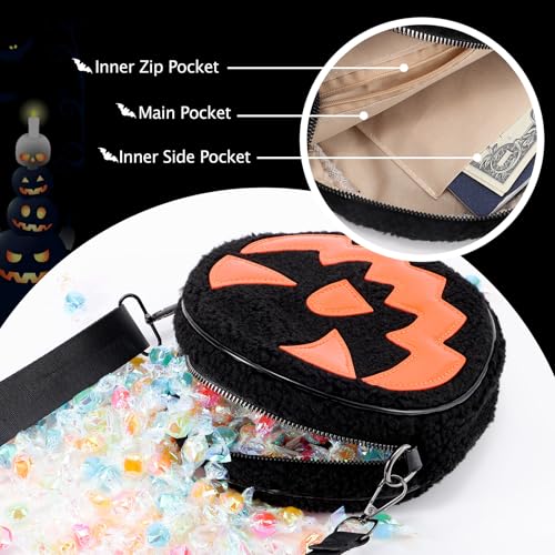 Halloween Purse Pumpkin Purse, Halloween Pumpkin Crossbody Bag Novelty Purse Sherpa Bag Kawaii Purse for Women2