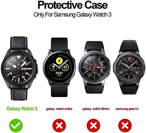 2 Pack Case for Samsung Galaxy Watch 3 45mm, Haojavo Hard PC Protector Slim Shock-Proof Cover All-Around Protective Bumper Shell for Samsung Galaxy Watch 3 45mm Smartwatch Bands Accessories