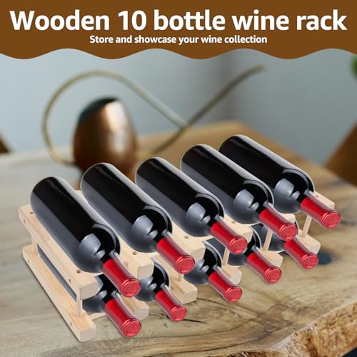 Soporte de madera para 10 botellas de vino miniatura 3