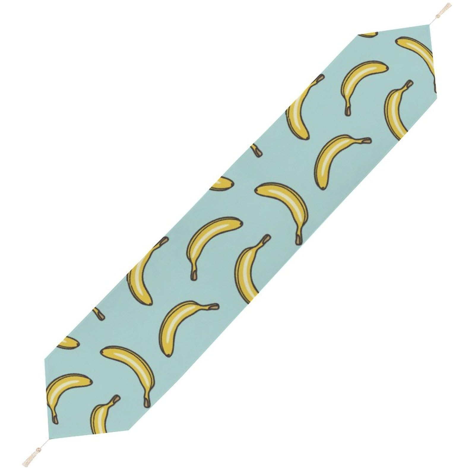 JZemdybill 178*33cm Table Runner with Tassel, Yellow Banana Table Runner, Table Decoration for Kitchen, Party, Restaurant