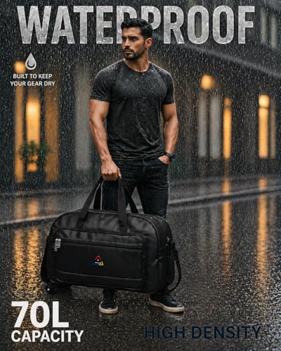 Image of Premium Trolley Duffle Bag for Travel with Wheels & Shoulder Strap | Large Capacity Leather Finish Luggage Bag for Men & Women | Durable Multipurpose Gym & Weekend Travel Bag
