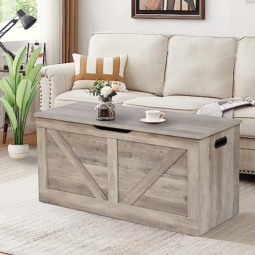 Timberer JW-1892RB 39.4 Inch Storage Chest, Wooden Storage Bench, Large Storage Trunk thumb #6
