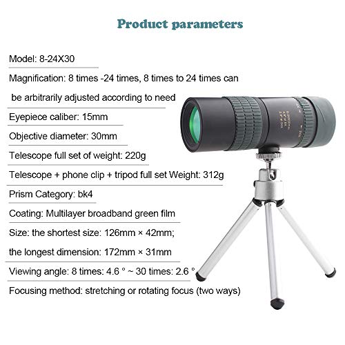 AKDSteel Binóculos HD de alta potência, zoom monocular preciso, telescópio de bolso, para caça, pris