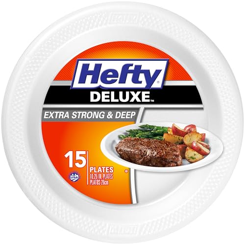 Hefty Deluxe Extra Strong and Deep Foam Plates, Round, 10.25 inches, 15ct - image 1