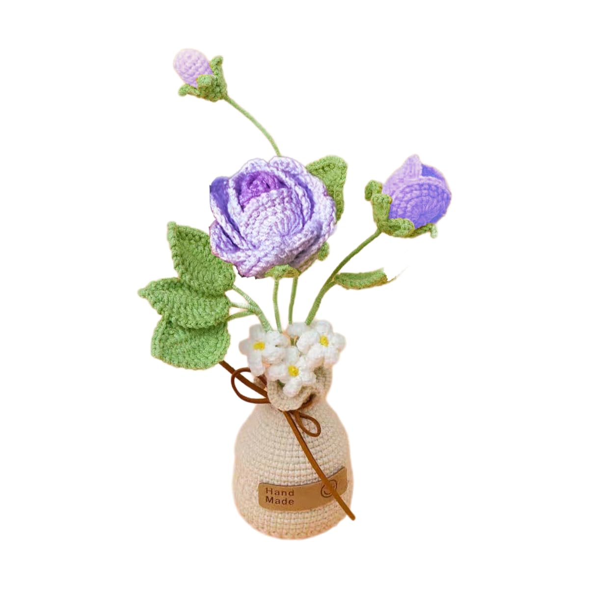 Handmade Knitted Bouquet Artificial Flowers Knitted Bouquet Artificial Roses Graduation Season Gifts and Women Coworker (Blue)