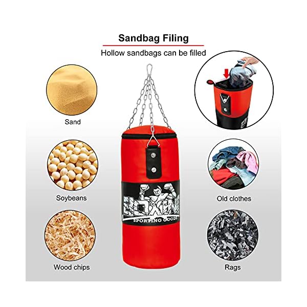 Punching-Bag-for-Age-4-15-Kids-youth-Unfilled-Hanging-Boxing-Bags-Boxing-Set-with-Gloves-Chain-boxing-gear-Workout-Equipment-punching-dummy-Training-Fitness-for-Hanging-Stand-80-lbs-to-110-lbs-outside Kids Punching Bag Set Gloves Included Chain and Hook Included, Training in Martial Arts / Boxing, Kids Punching Bag for Ages 5 - 12, Premium PU Leather for Indoor Use Filling Not Included