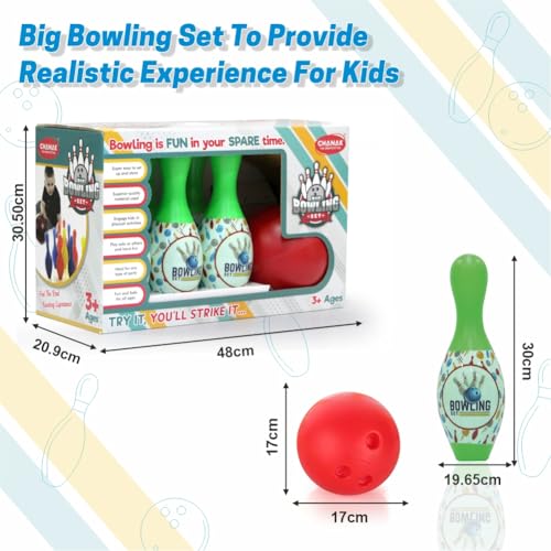 Image of Aditi Toys Plastic Big Bowling Game Set with 6 Pin and 1 Ball, Multicolor Bowling Set for Indoor & Outdoor Play, Non-Toxic Bowling Game, Suitable for Kids Above 3 Years, BIS Approved (Green)