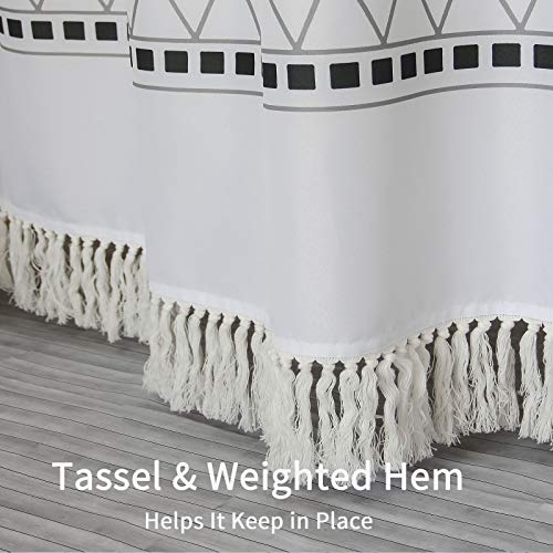 Mitovilla Black And White Shower Curtain Set, Modern Farmhouse Tassel Shower Curtain, Boho Shower Curtains For Bathroom Decor, Tribal Thick Fabric Shower Curtain, 72 X 72 #TOP3