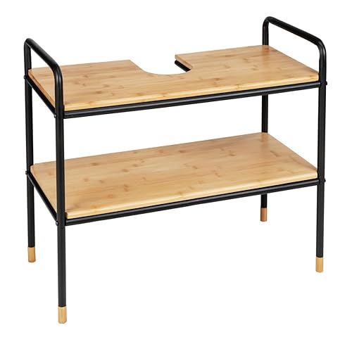 WENKO Waschbeckenunterschrank Mod. Loft mit 2 Ablagen aus FSC®-zertifiziertem Bambus,