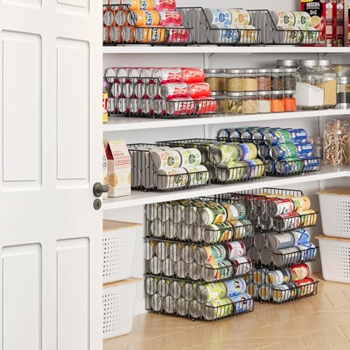 3 Pack Can Storage Organizer For Pantry,Stackble Widen Can Holder Rack With 3 Adjustable Dividers, Can Dispensers For Soup Soda Canned Food Water Bottle, Pop Drink Organizers for Cabinet Shelf - Thumbnail 7