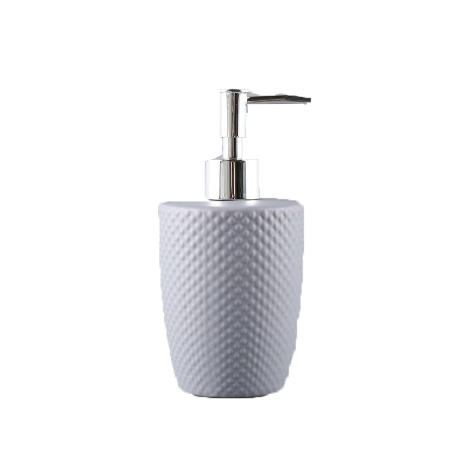 13.5oz Ceramic Soap Dispenser with Raised Dot Design Countertop Lotion Bottle for Kitchen Sink, Bathroom(Light gray)