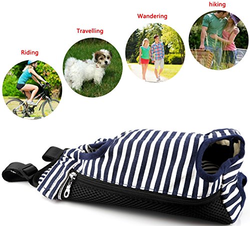 GPCT Pet Puppy Sling Carrier Hands Free Shoulder Travel Backpack. Adjustable Dog Cat Pet Puppy Outdoor Carry Bag Tote Handbag Carrier, Legs Out, Easy Fit for Travelling Hiking Camping- Strip L - Thumbnail 5