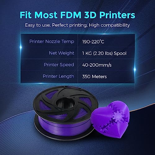 Image of Voxelab 3D Printer Filament, 1.75mm PLA Pro (PLA+) Filament, Dimensional Accuracy + /- 0.02 mm, 3D Printing Material 1kg / Spool, Compatible with FDM 3D Printer /Pen (Purple)
