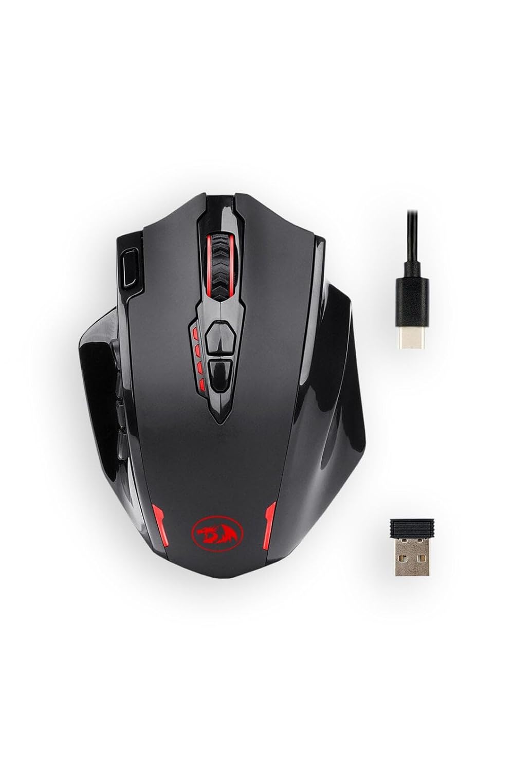 Redragon M913 Impact Elite Wireless Gaming Mouse, 16000 DPI Wired/Wireless RGB Gamer Mouse with 16 Programmable Buttons, 45 Hr Battery and Pro Optical Sensor, 12 Side Buttons MMO Mouse