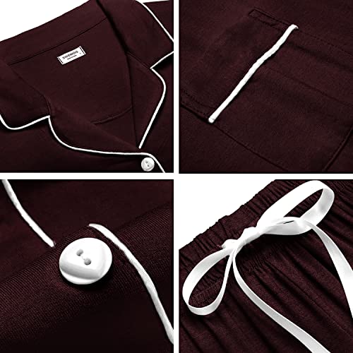 Image of SWOMOG Womens Button Down Pajamas Set Short Sleeve Sleepwear Bride Soft Pj Lounge Sets XS-3XL