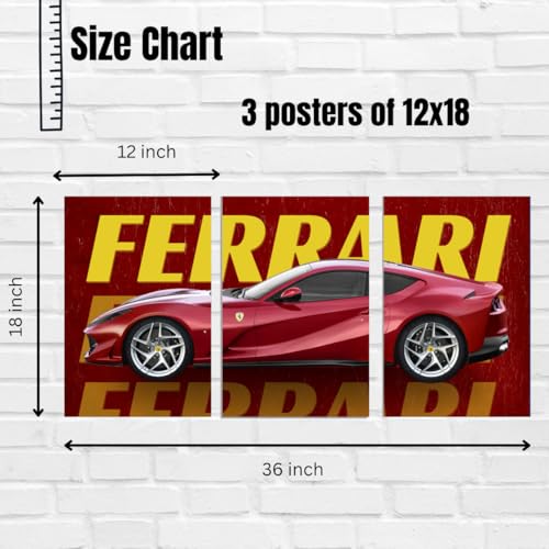 Image of Good Hope Ferrari Car Poster A4 Size - Luxury Sports Car Wall Art for Lovers, Living Room, Office or Bedroom - Premium Ferrari Print Gift for Men wall decor,car posters