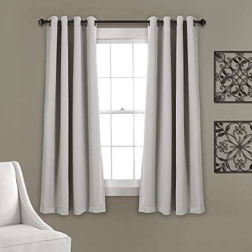 Lush Decor Insulated Grommet Room Darkening Window Curtain Panels, Pair, 52" W x 45" L, Light Gray - Drapes - Curtains For Bedroom or Living Room