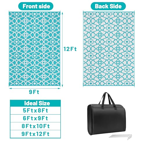 Tapete exterior reversible impermeable 9x12 pies miniatura 2